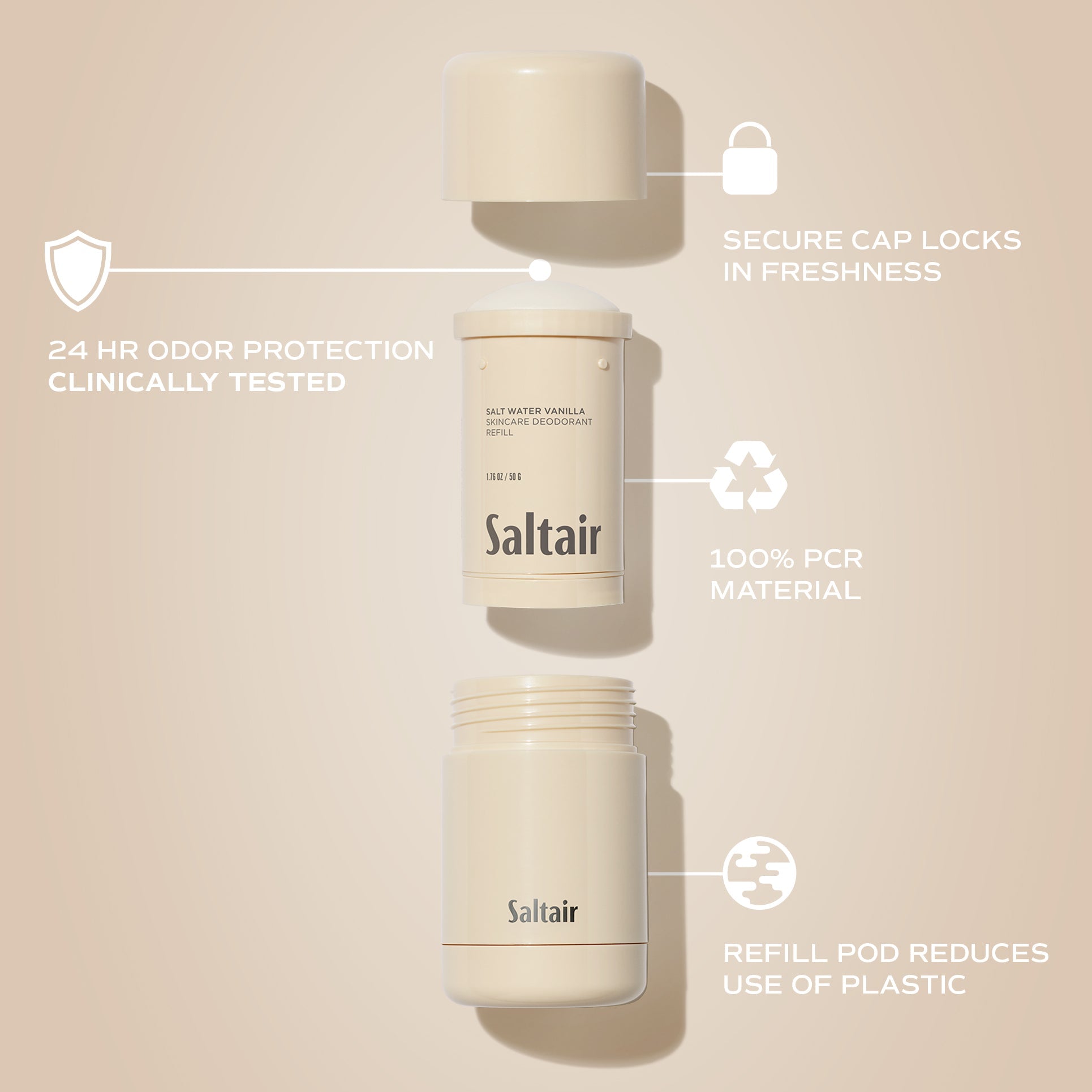 Salt Water Vanilla - Skincare Deodorant Refill Pod